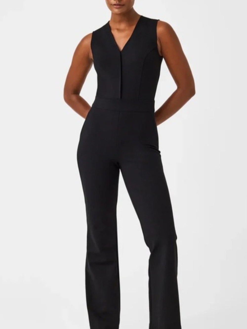 SPANX Sleek Black V-Neck Sleeveless Jumpsuit XL